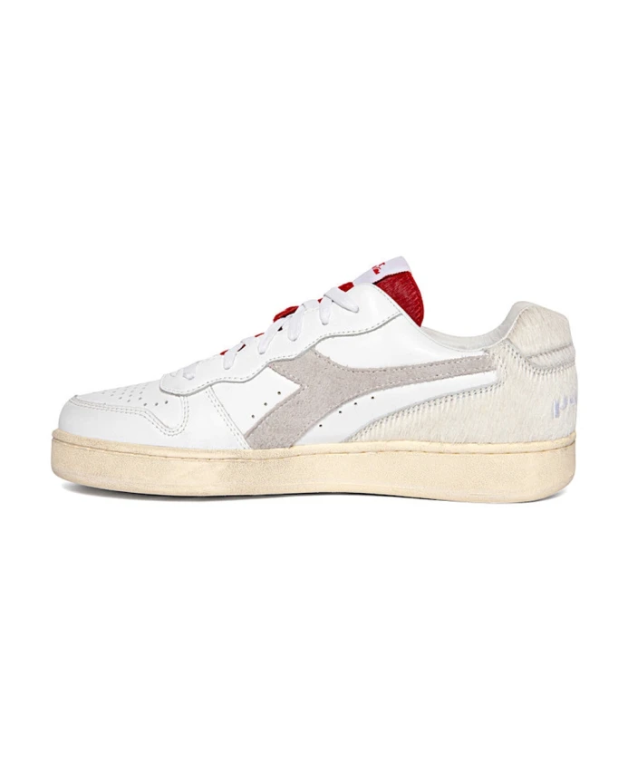 Белые кожаные кроссовки с красными деталями Diadora, белый — фото 2