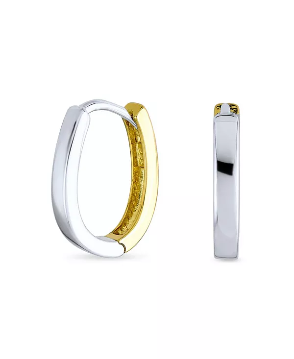 

Серьги-Кольца в форме квадратной пирамиды с завитками и филигранным узором в стиле kpop huggie из серебра 925 пробы Bling Jewelry, two-tone