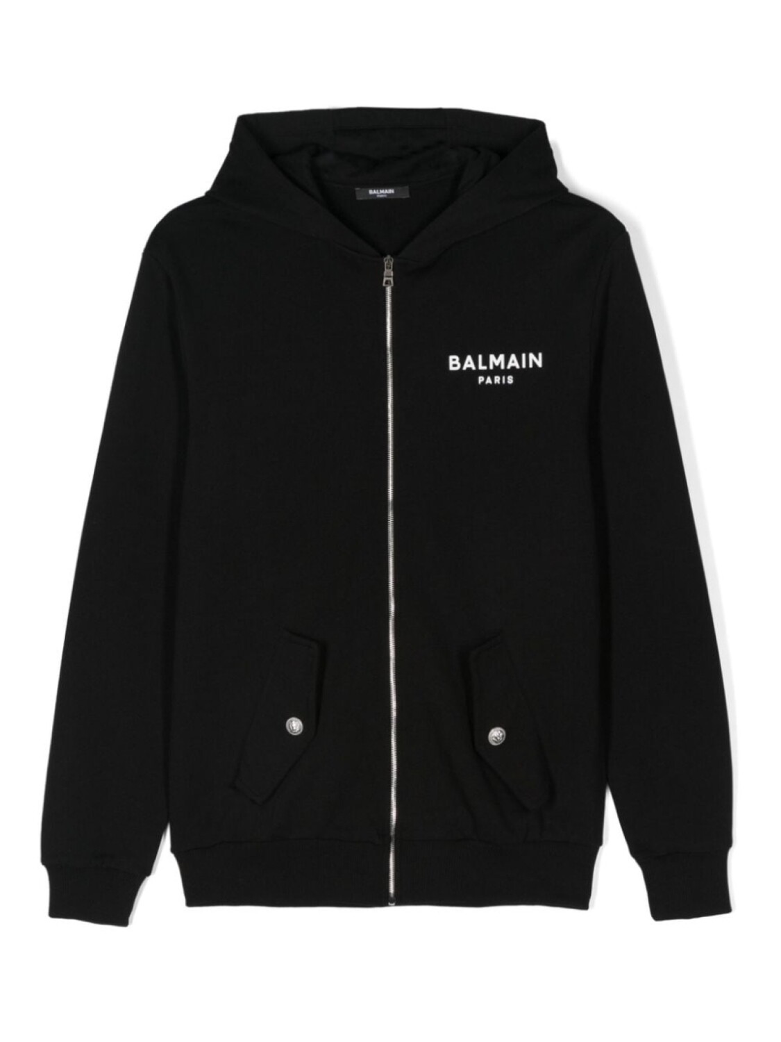 

Balmain Kids хлопковая толстовка с капюшоном на молнии с логотипом, черный