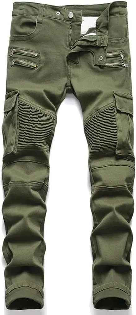 

Мужские карго джинсы с карманами slim straight stretch SIDUFHAOPKLL