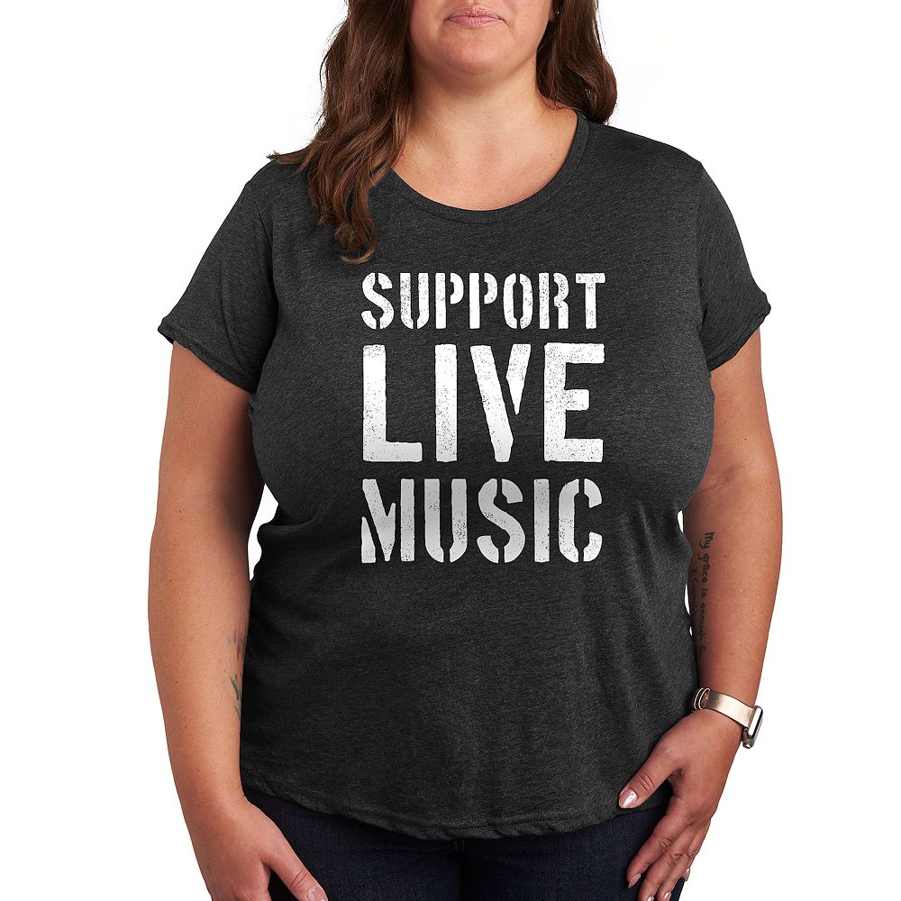 

Футболка с графическим изображением Plus Support Live Music, цвет Heather Charcoal