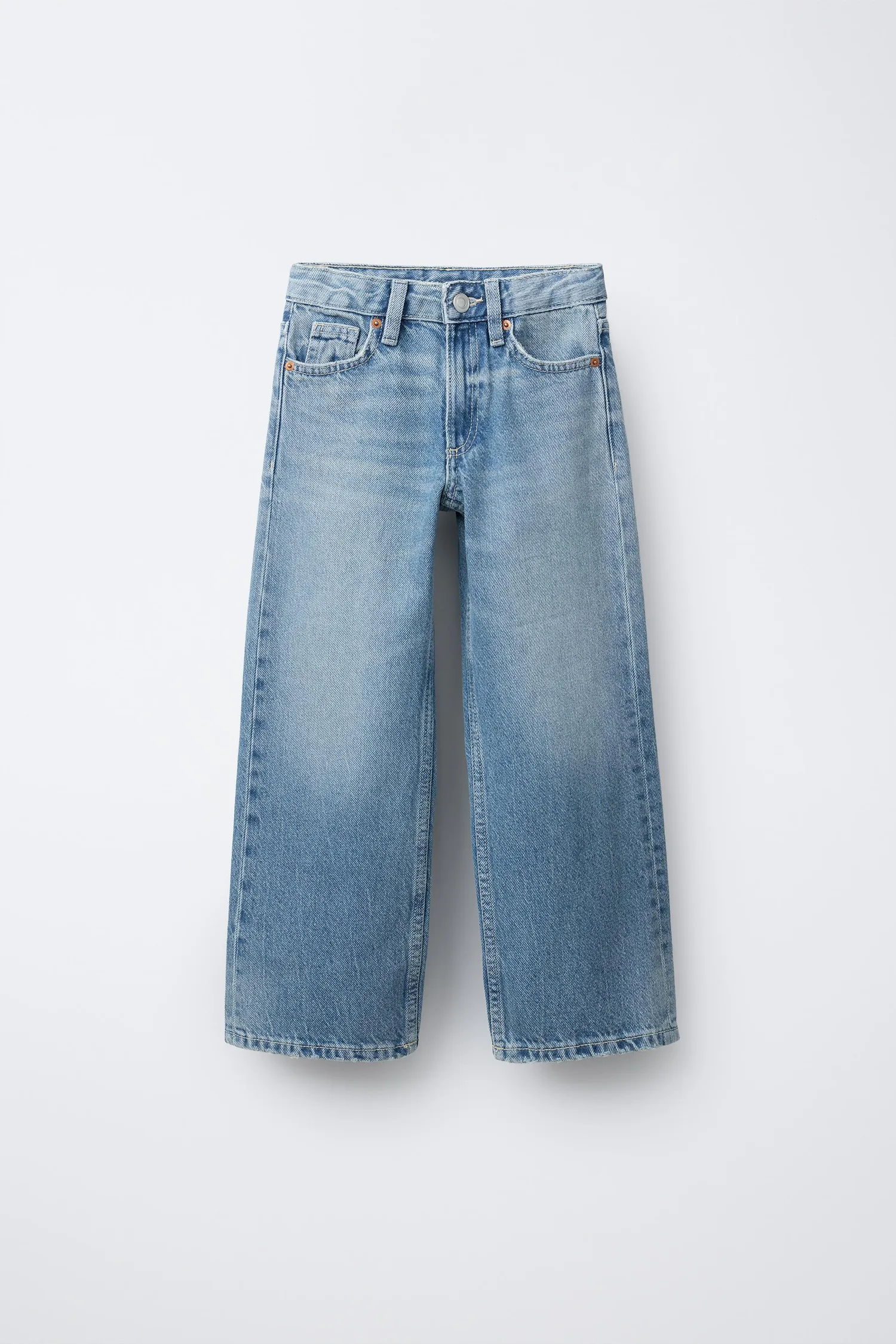 Выцветшие джинсы с широкими штанинами Zara, синий