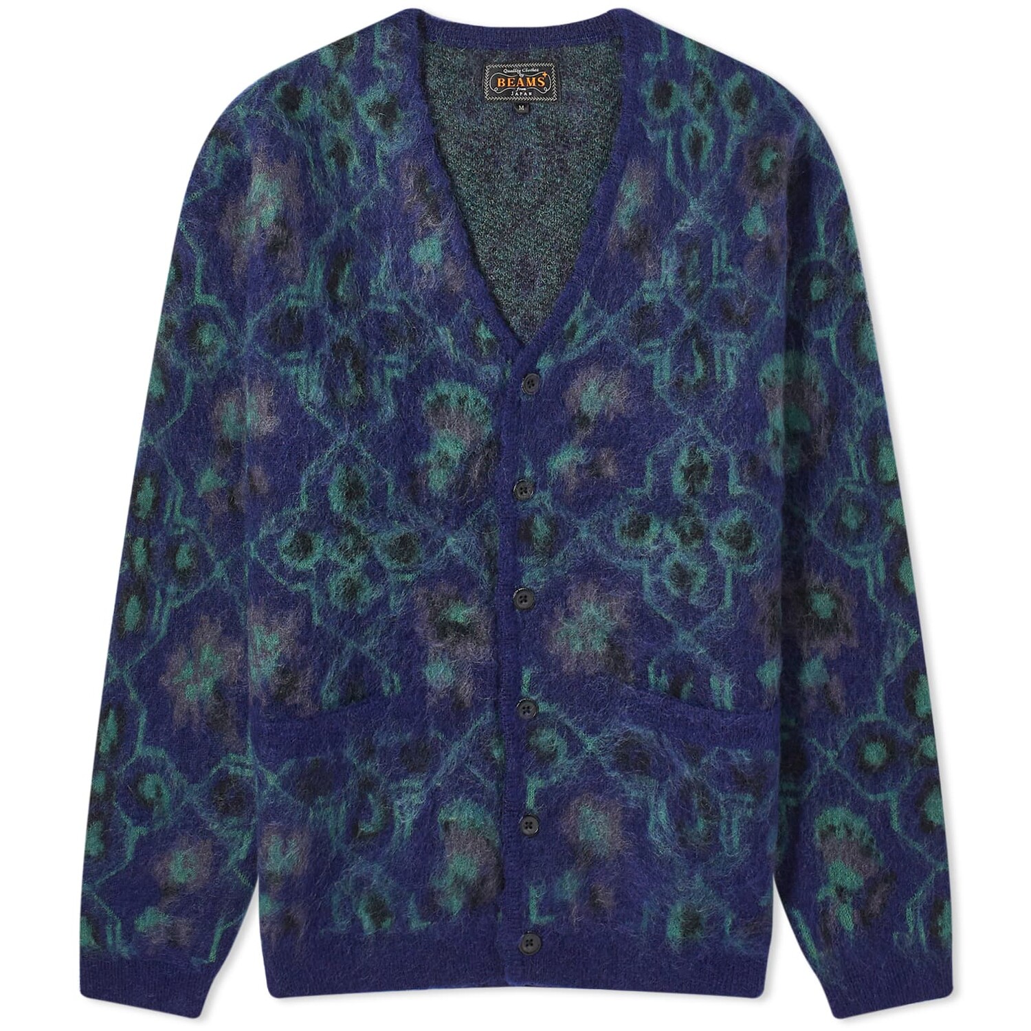 

Кардиган Beams Plus Botanical Pattern, темно-синий