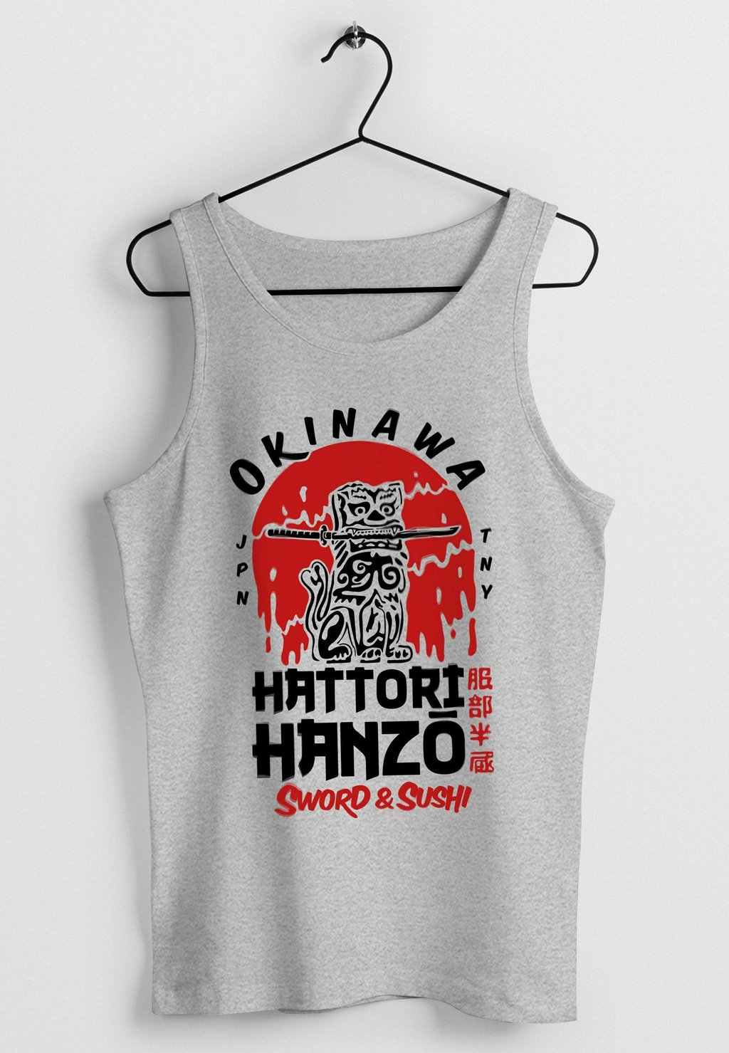 

Топ TANK HATTORI HANZO SWORD AND SUSHI OKINAWA JAPAN SCHR Neverless, серый