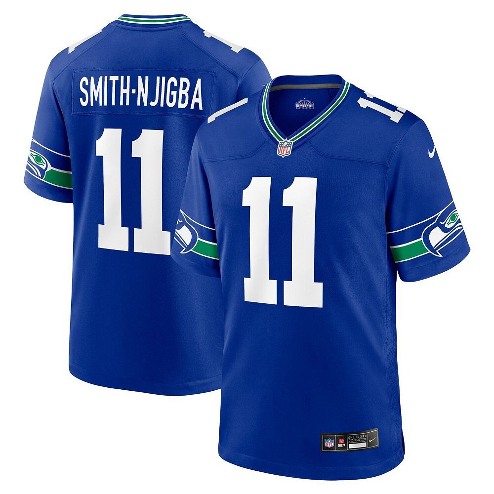 

Мужское игровое джерси Nike Jaxon Smith-Njigba Royal Seattle Seahawks Throwback Player, цвет Sea Blue