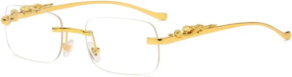 

Солнцезащитные очки без оправы, прямоугольные, винтажные, металлические, с изображением головы леопарда, модные, без оправы, тонированные, для женщин и мужчин. 2027 год MTZJH, White