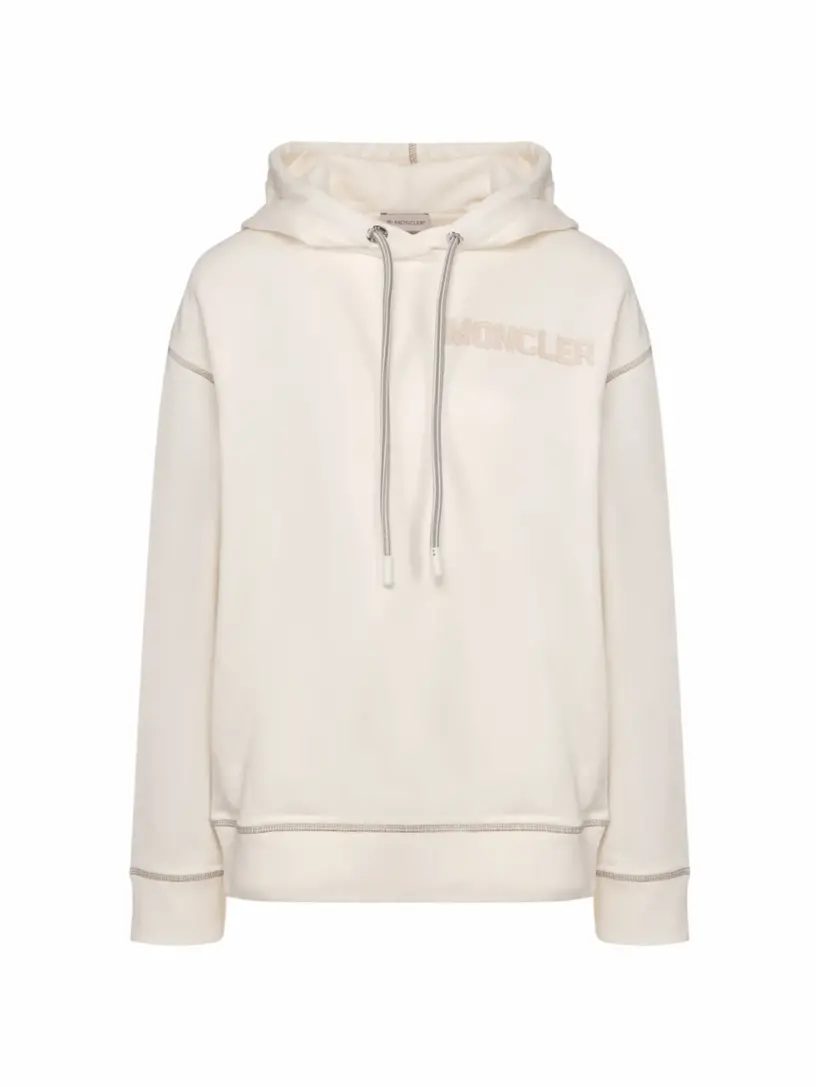

Хлопковое худи с логотипом Moncler, белый