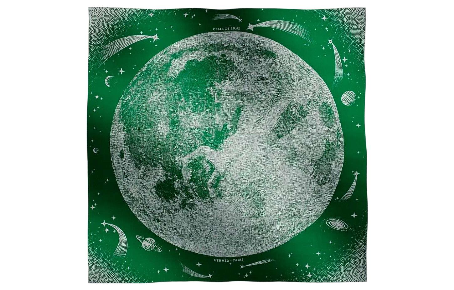 

HERMES Шелковый шейный платок унисекс зеленый, Green