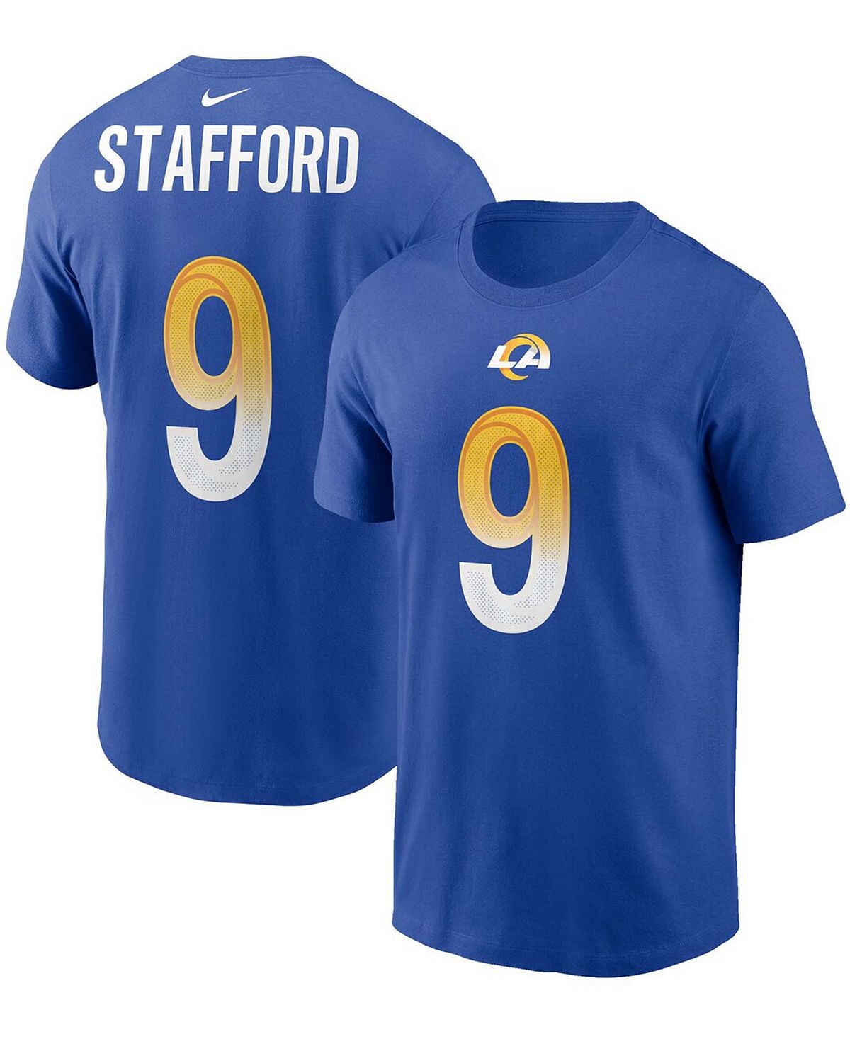 

Мужская футболка с именем и номером Matthew Stafford Royal Los Angeles Rams Nike