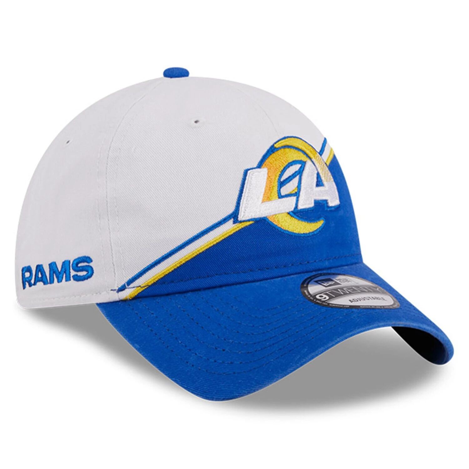 

Мужская регулируемая кепка New Era White/Royal Los Angeles Rams 2023 Sideline 9TWENTY