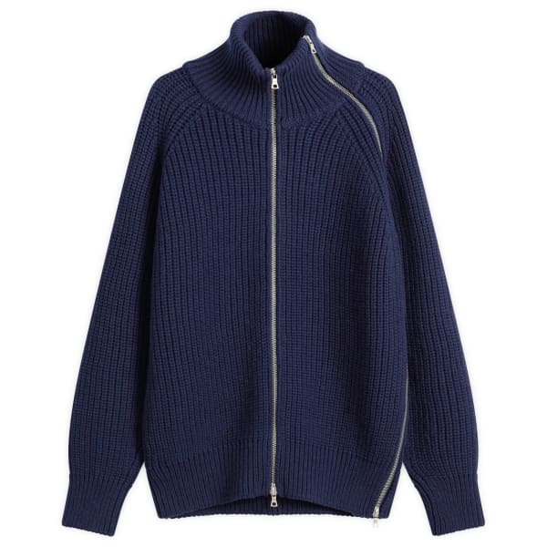

Двухзамковый шерстяной ребристый джемпер Dries Van Noten, navy