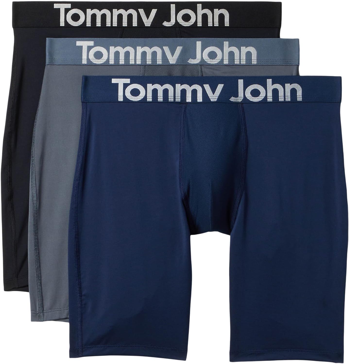 

Боксеры Tommy John 360 Sport Micro 8" Boxer Brief 3-pack, цвет Black, Turbulence, Dress Blues