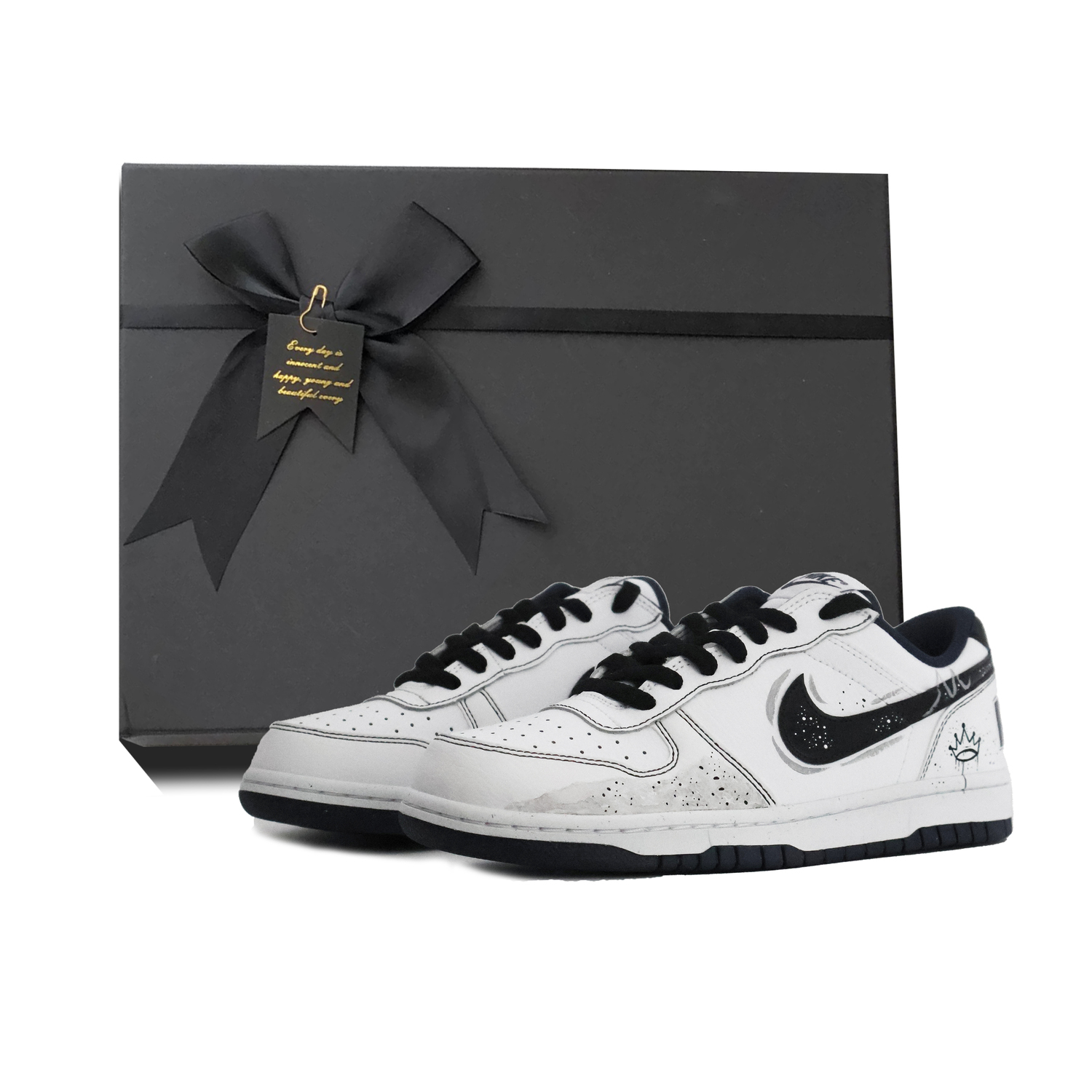 

Большие скейтерские кроссовки унисекс низкие, Nike, черный/белый