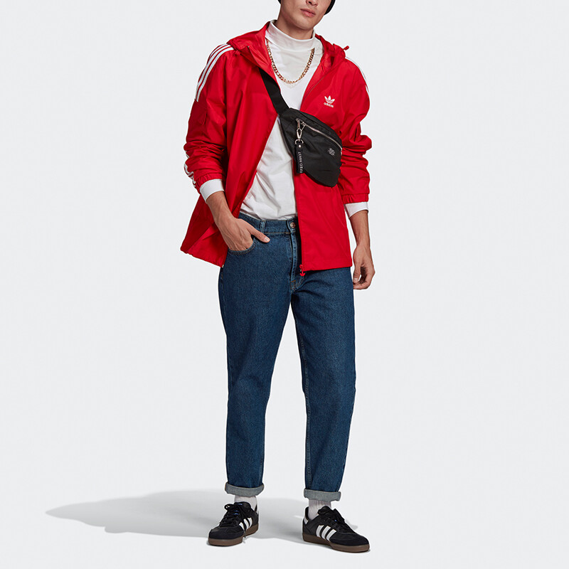 Куртка с тремя полосками, мужская, алая Adidas Originals, цвет Scarlet — фото 3