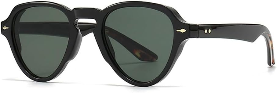 

Винтажные уникальные овальные женские солнцезащитные очки в стиле панк, модные градиентные очки с защитой от УФ-излучения UV400, мужские солнцезащитные очки «кошачий глаз» с заклепками TKKTLLT, Black Dark Green