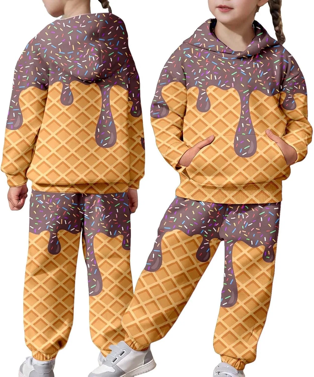 Детский спортивный костюм с принтом мороженое, Generic, 13-brown — фото 3