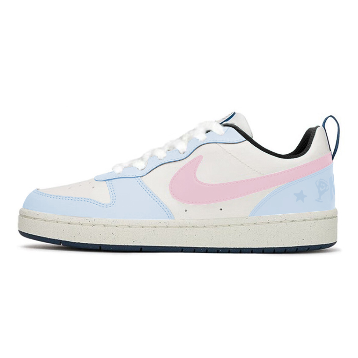 

Nike Court Borough Sea Salt Peach нескользящие устойчивые к истиранию низкие кроссовки для скейтбординга Blue Pink детские
