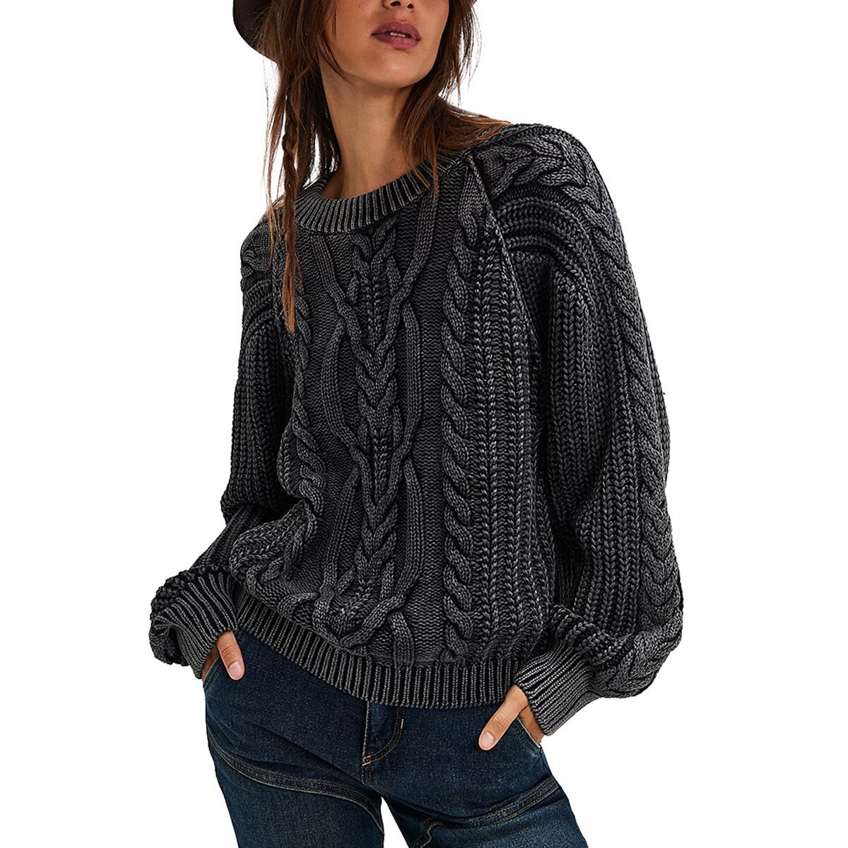 

Френки Кабельный Свитер Free People, черный