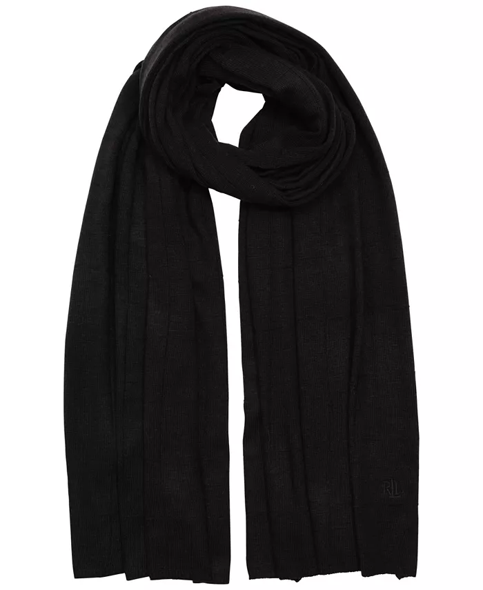 

Шарф Grid Texture Knit Wrap Lauren Ralph Lauren, черный