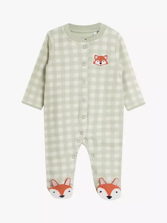 Детский комбинезончик для сна Baby Fox с аппликацией, застежкой-молнией и закрытыми ножками, зеленый JoJo Maman Bébé