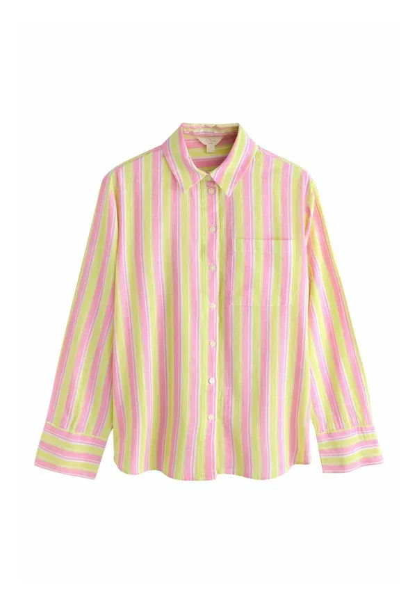 Блуза Next, Button down blouse, розово-желто-белая полоска