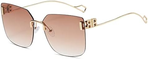 

Женские солнцезащитные очки в металлической оправе 2027 года, без оправы, овальной формы, с градиентным переходом цвета, винтажный стиль, защита от ультрафиолета UV400 MTZJH, C2