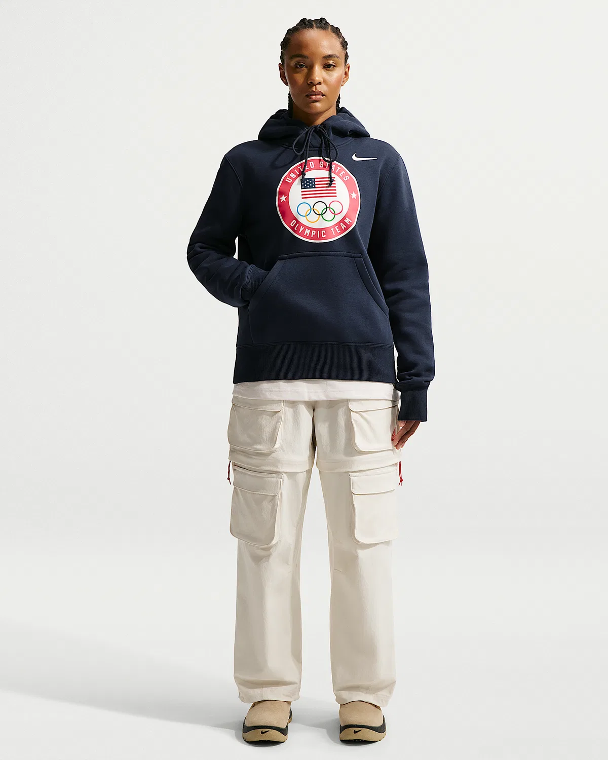Женская флисовая худи Nike United States Olympic Team Phoenix Fleece, Obsidian/Obsidian — фото 4