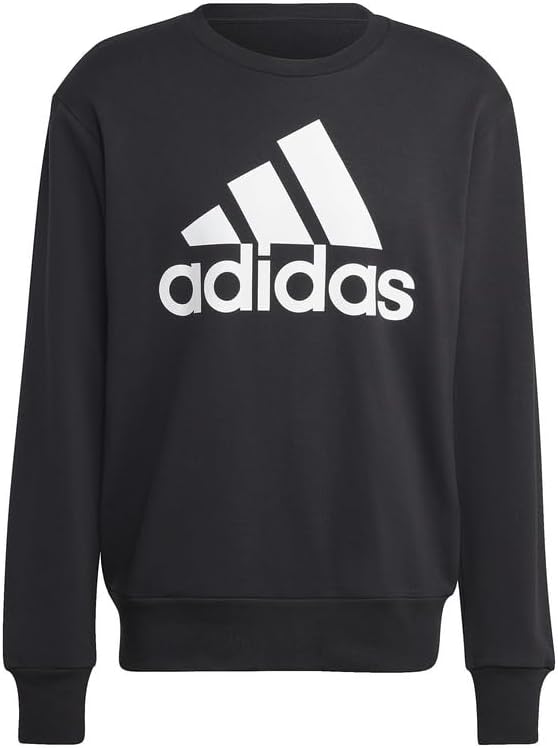 Мужская толстовка adidas ECR07 Sweat Essentials из французского махрового трикотажа с большим логотипом, черный — фото 3