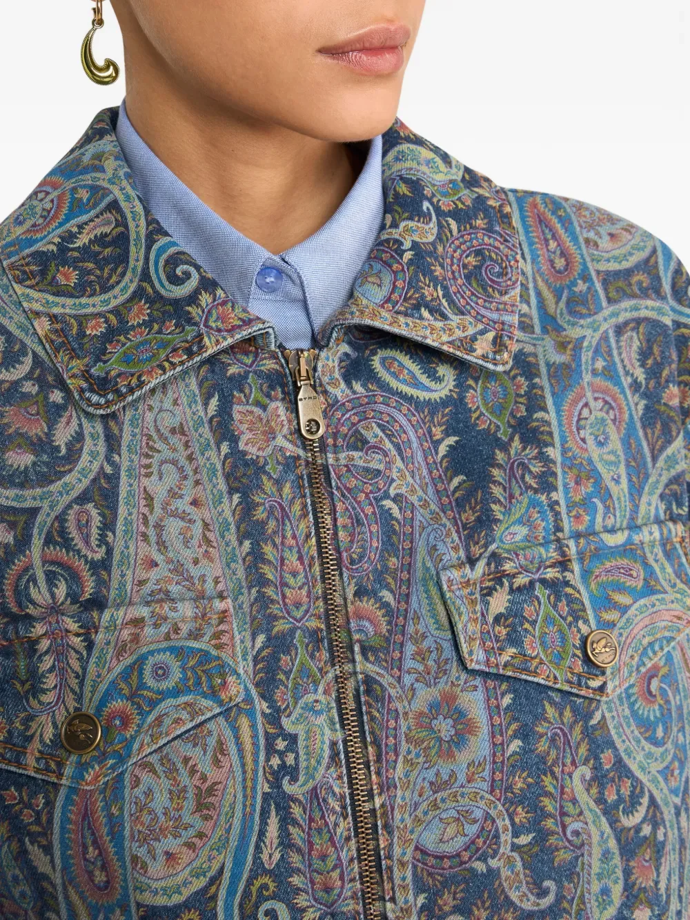 Джинсовая куртка с узором пейсли Etro, синий — фото 4