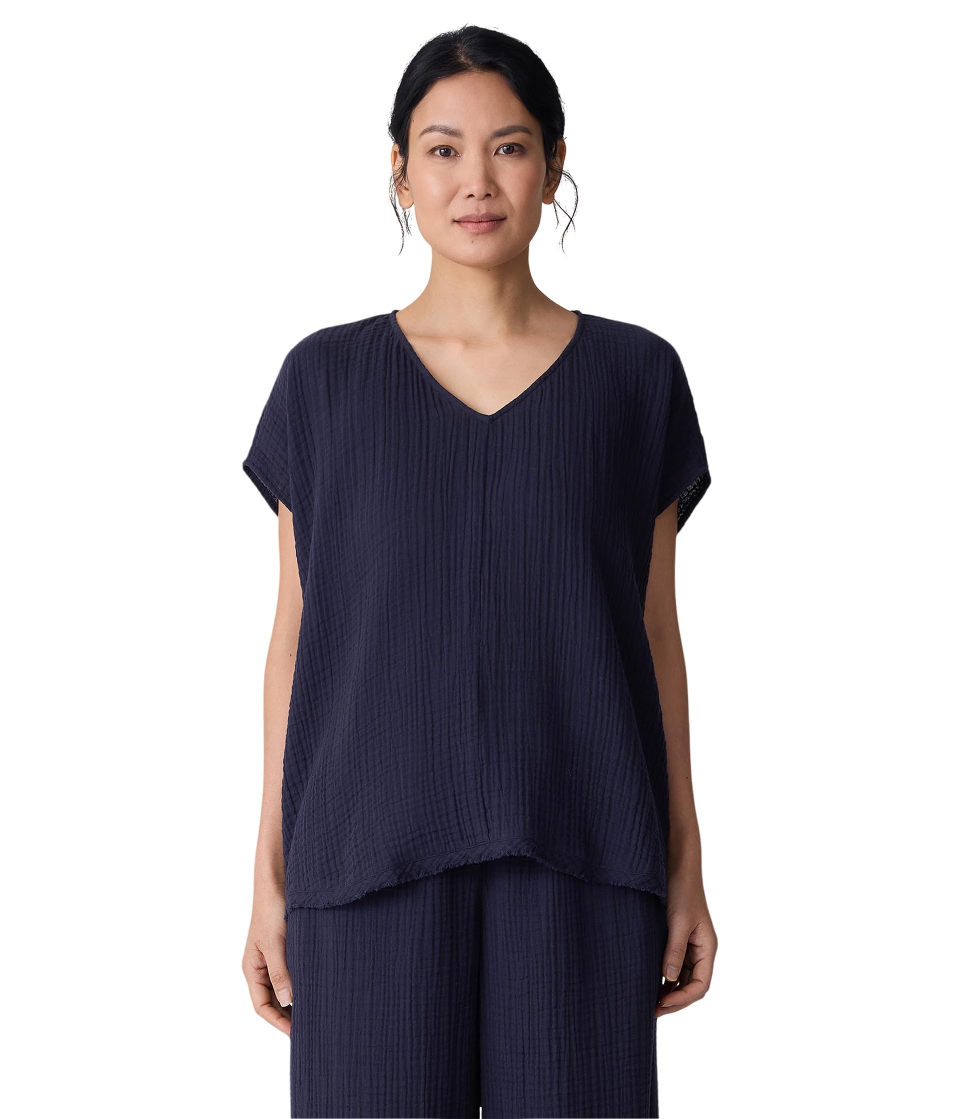 

Топ Eileen Fisher V-Neck Square Top, Ink