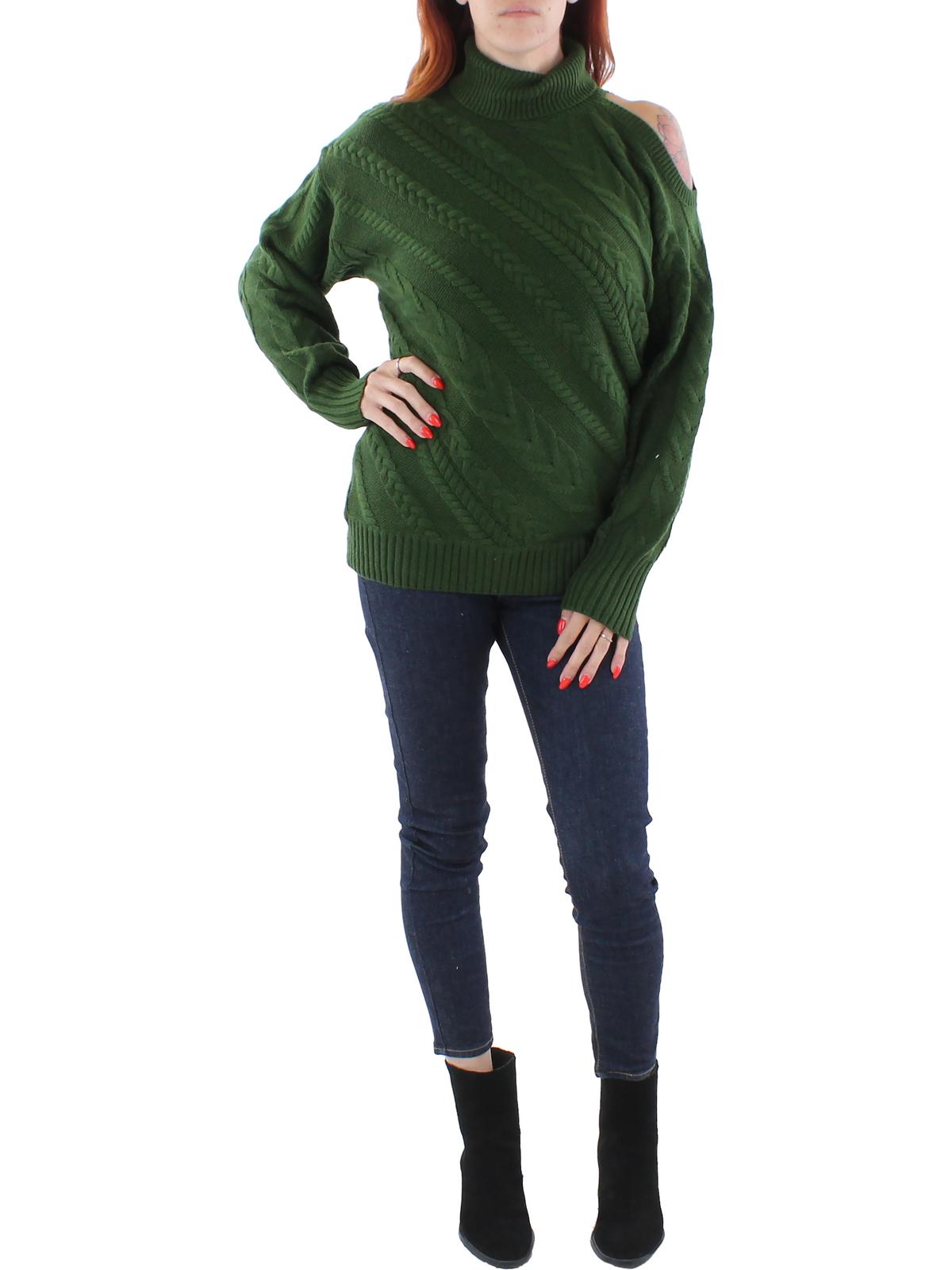 

Женский свитер с высоким воротом и косами BCBGMAXAZRIA, цвет douglas fir