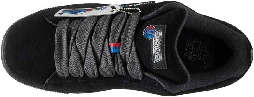 Мужские кроссовки PUMA BMW M Motorsport замшевые с XL наклейкой и шнуровкой, повседневные - черные — фото 4