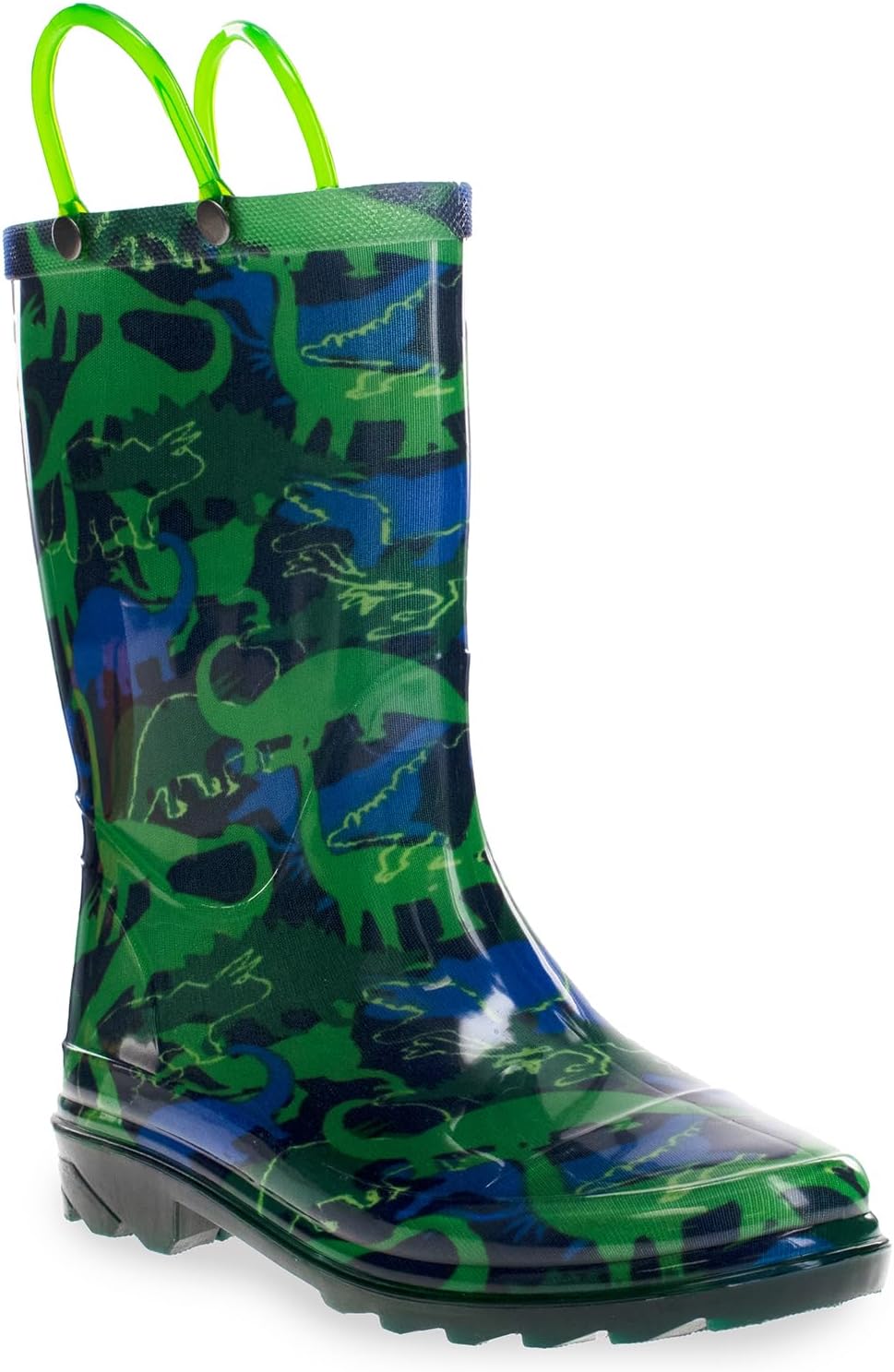 

Детские водонепроницаемые светящиеся резиновые сапоги Western Chief с ручками для удобного надевания и снятия для мальчиков и девочек, Dinosaur World