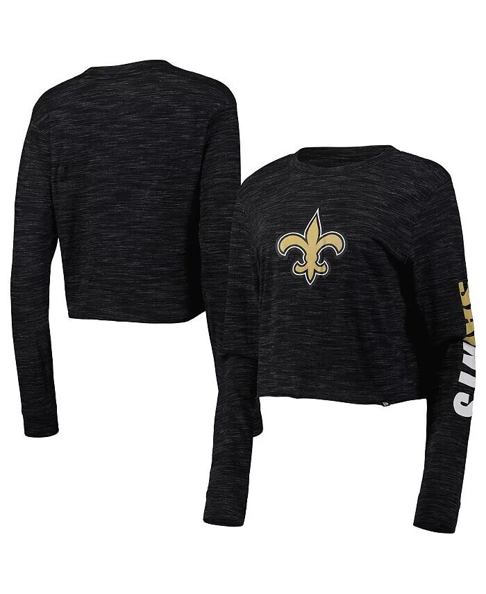 

Женская черная укороченная футболка с длинным рукавом New Orleans Saints New Era
