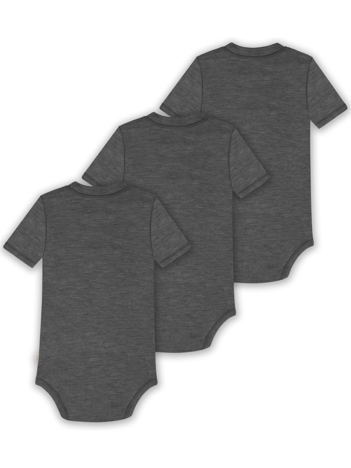 Normani Outdoor Sports Комплект из 3 боди с короткими рукавами из шерсти мериноса, цвет антрацит — фото 2