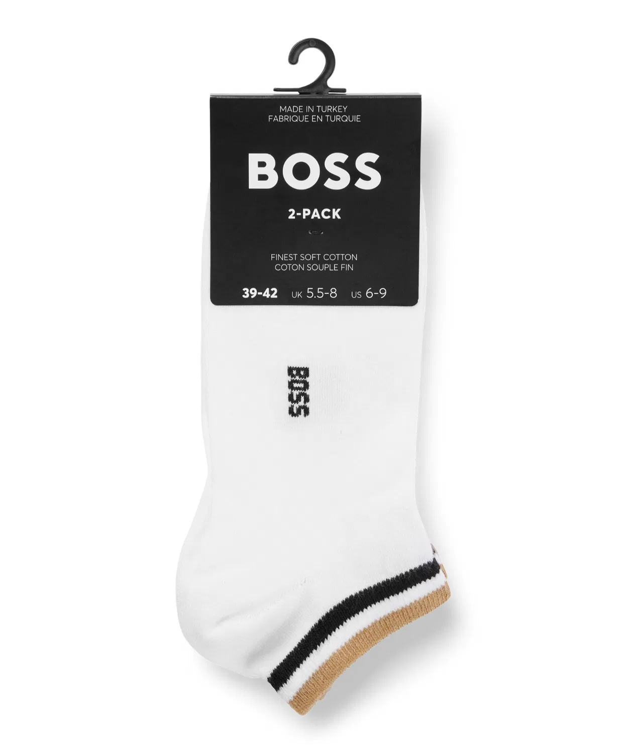Носки BOSS Black Signature Stripe анкл-сокс 2 пары, белые