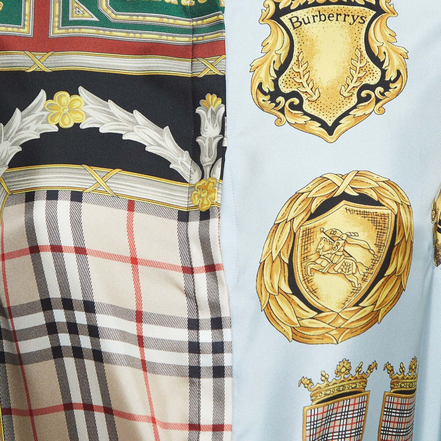 Платье-рубашка Burberry Шелковое с разноцветным принтом и поясом — фото 3