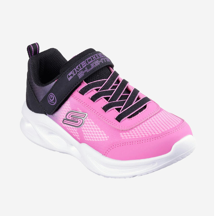 SKECHERS Детские светящиеся в темноте кроссовки Sola Glow Ombre Deluxe розово-чёрные — фото 3