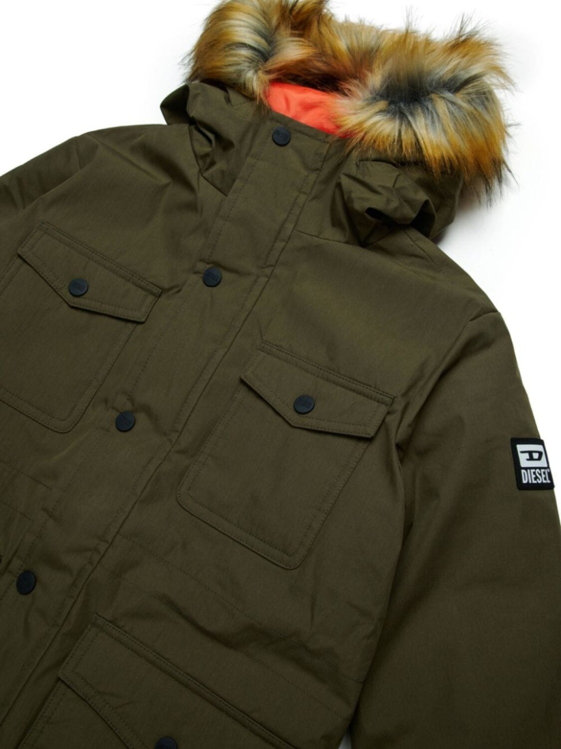 Diesel Kids пуховик с искусственным мехом, зеленый — фото 3