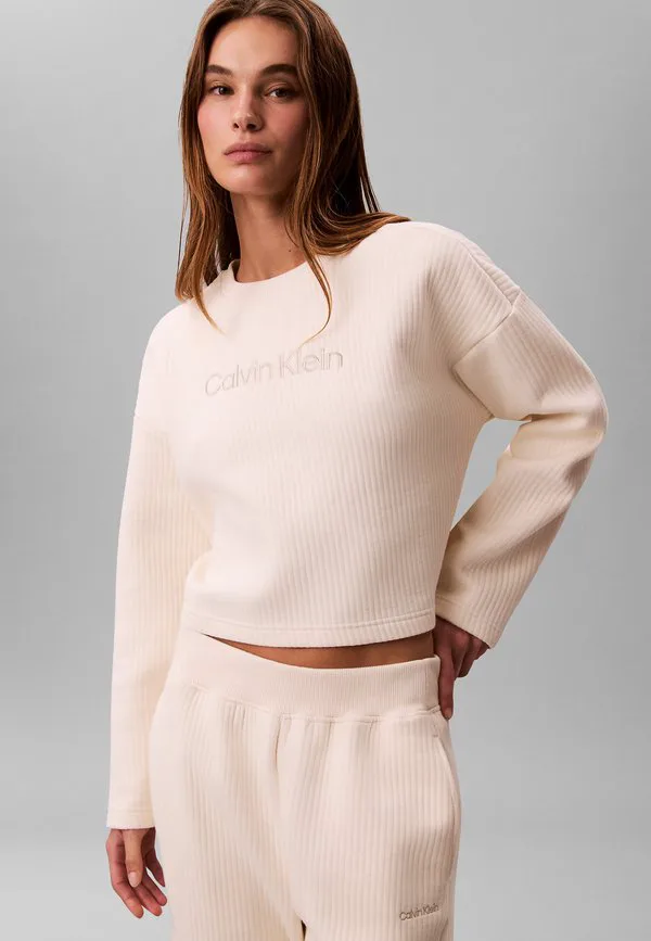 Стеганый флисовый джемпер для отдыха Calvin Klein, Ivory — фото 4