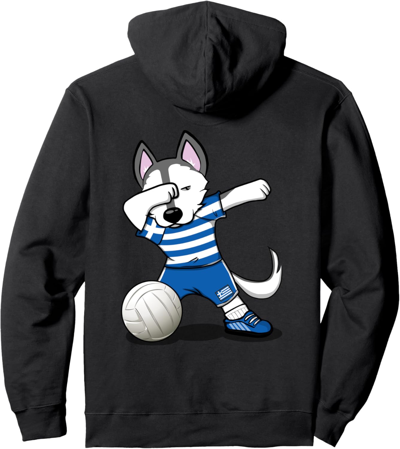 

Забавная толстовка с изображением танцующей хаски из Греции, любителя волейбола - Толстовка с греческим флагом и хаски из Греции для волейбола Teeisle Greece Volleyball, черный