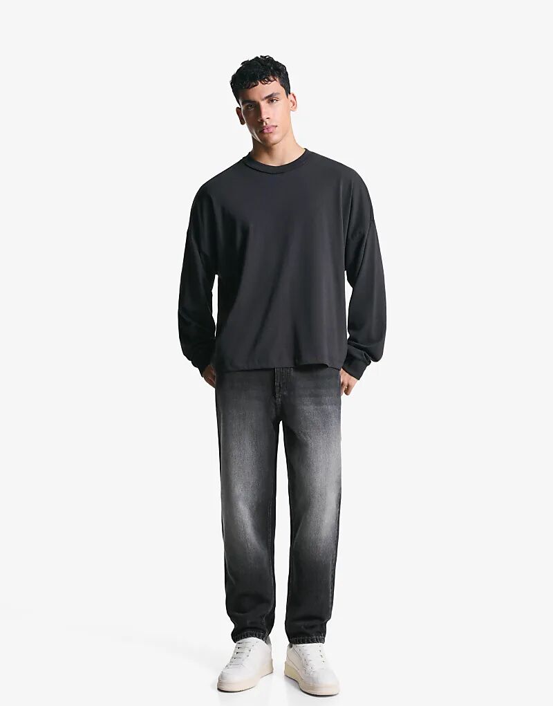 

Джинсы Bershka Tapered свободного кроя черного цвета