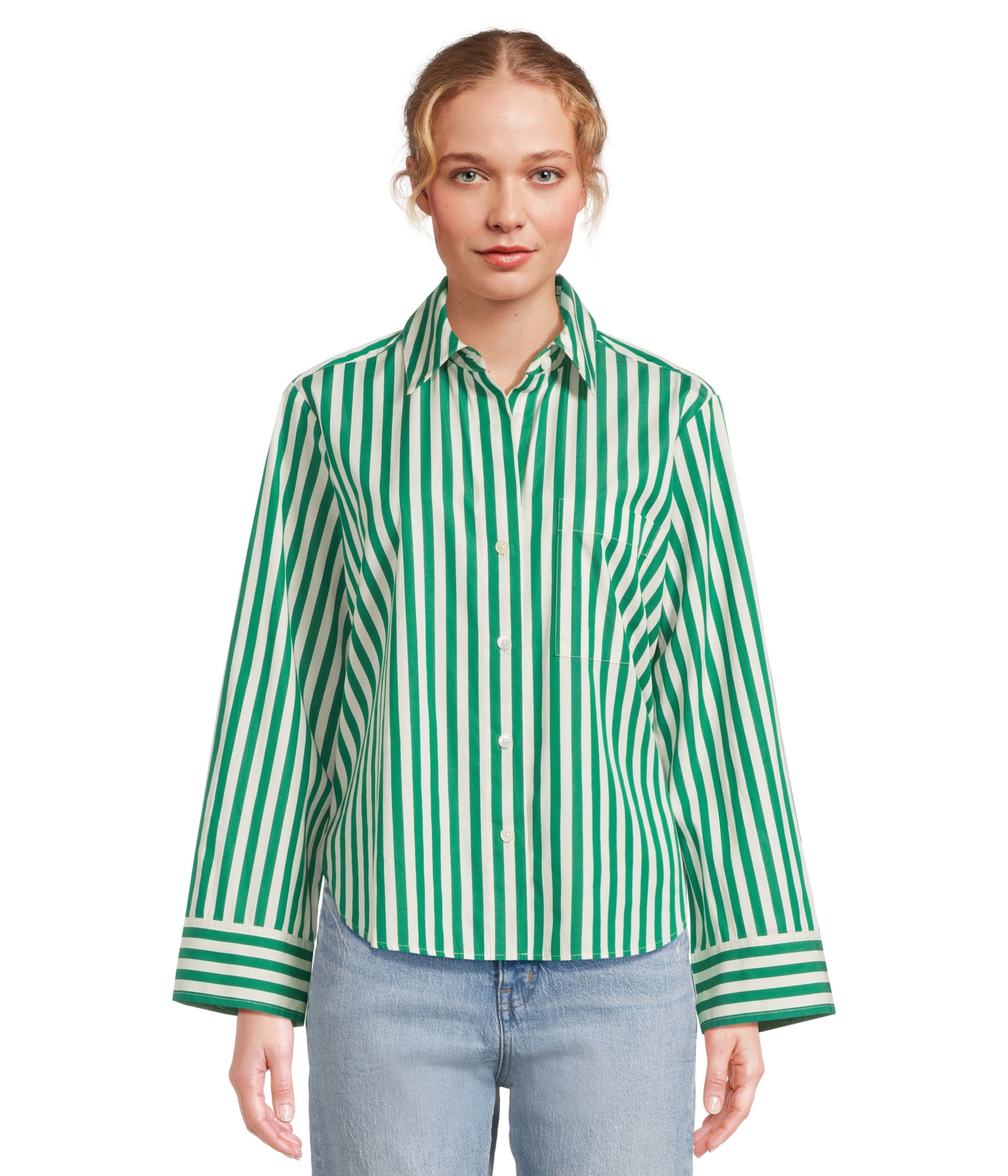 

Рубашка Madewell Y Neck Shirt With Adjustable, цвет Verdant Green
