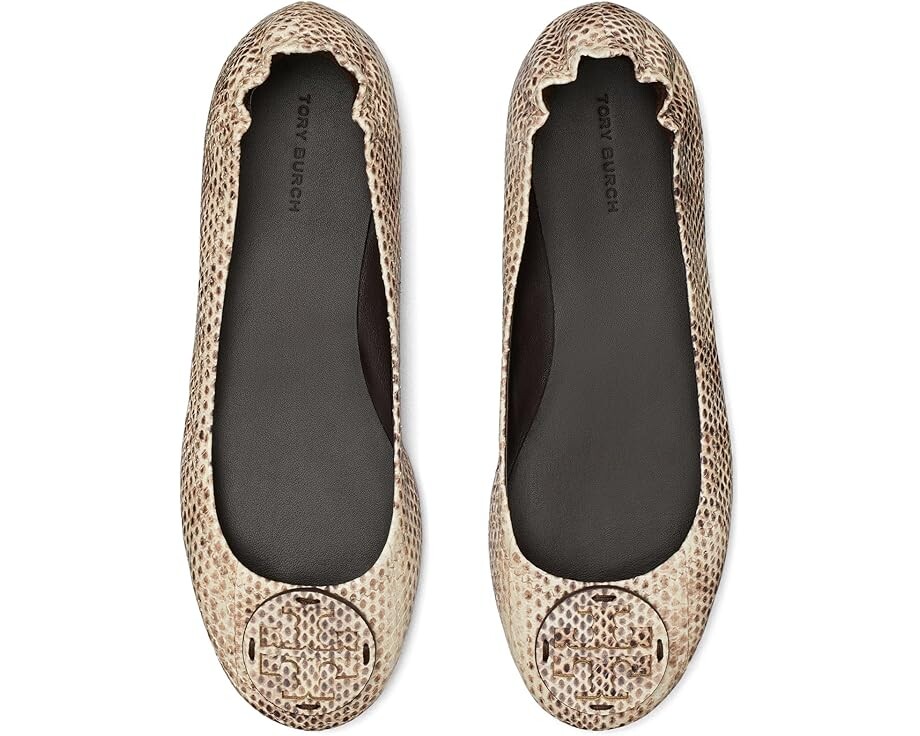 Туфли на плоской подошве Tory Burch Minnie Travel Ballet With Leather Logo, цвет Cream Roccia — фото 2