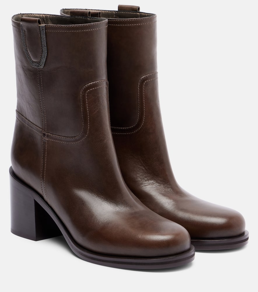 Кожаные ботинки до щиколотки Brunello Cucinelli, Dark Brown01