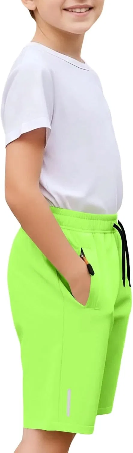 Детские шорты для бега с карманами на молнии, Light Green — фото 2