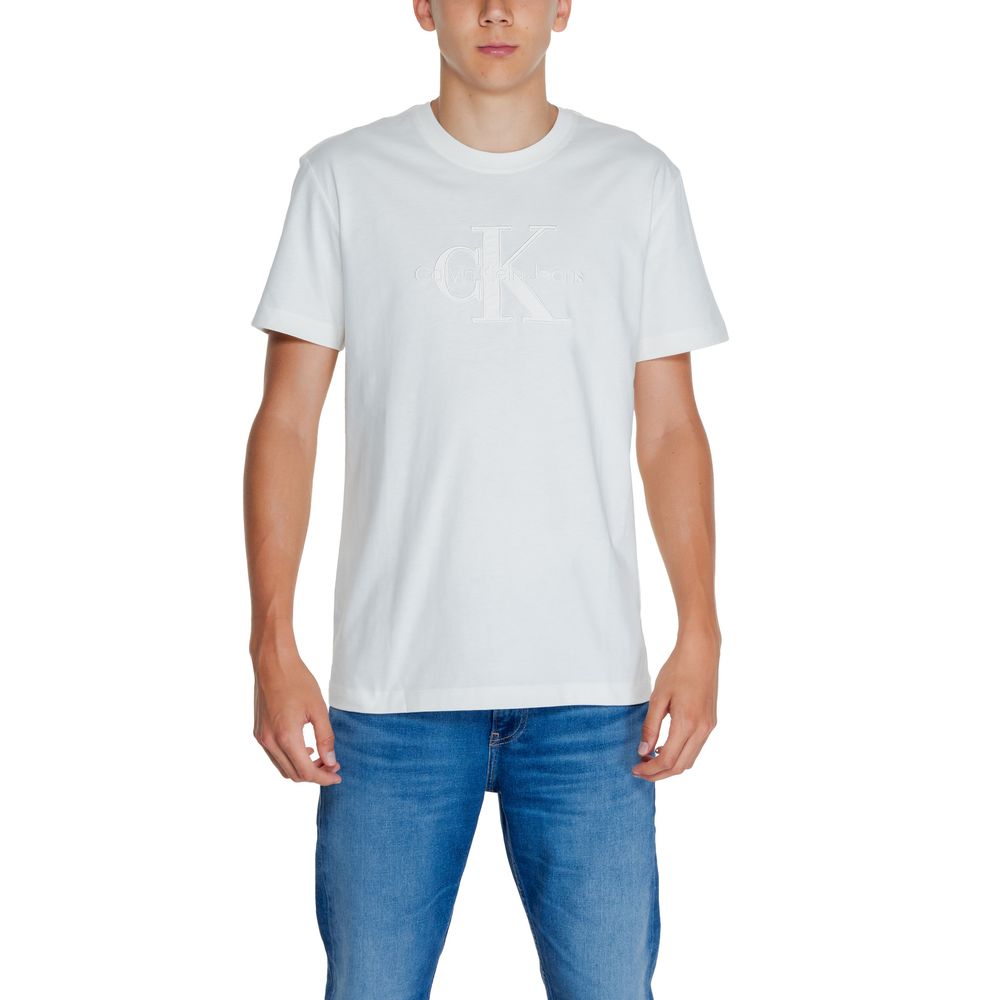 

Футболка из хлопка кремового цвета Calvin Klein Jeans