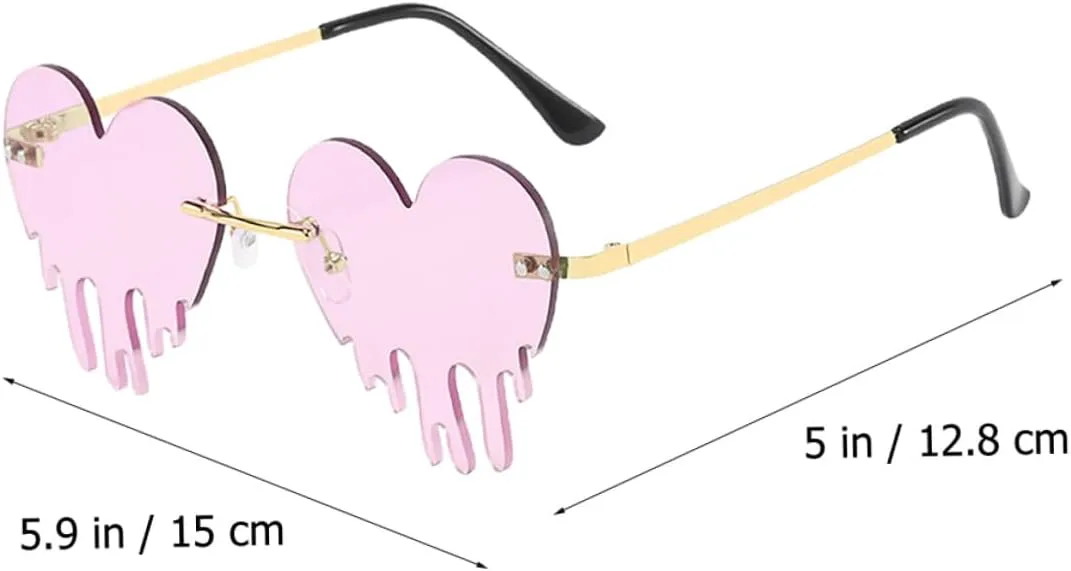 

LIFKOME Креативные солнцезащитные очки без оправы в форме капли для женщин, фиолетового цвета, модные очки для вечеринок, уникальный дизайн в форме сердца, red