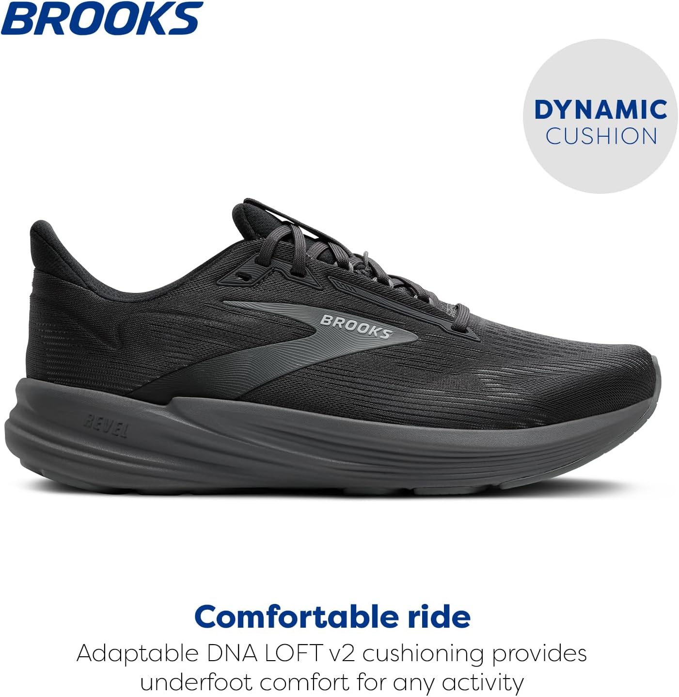 Мужские кроссовки Brooks Revel 8 для бега и ходьбы с нейтральной поддержкой, Primer/Blackened Pearl — фото 2