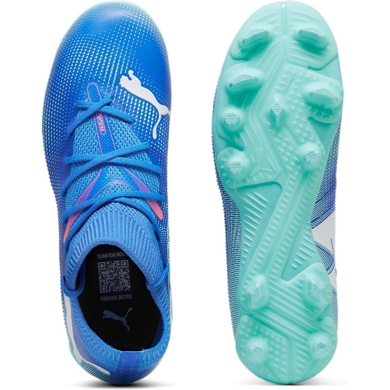 Футбольные бутсы для лужайки Future 7 Match FG/AG JR Puma, цвет bluemazing-puma white-electric peppermint — фото 2